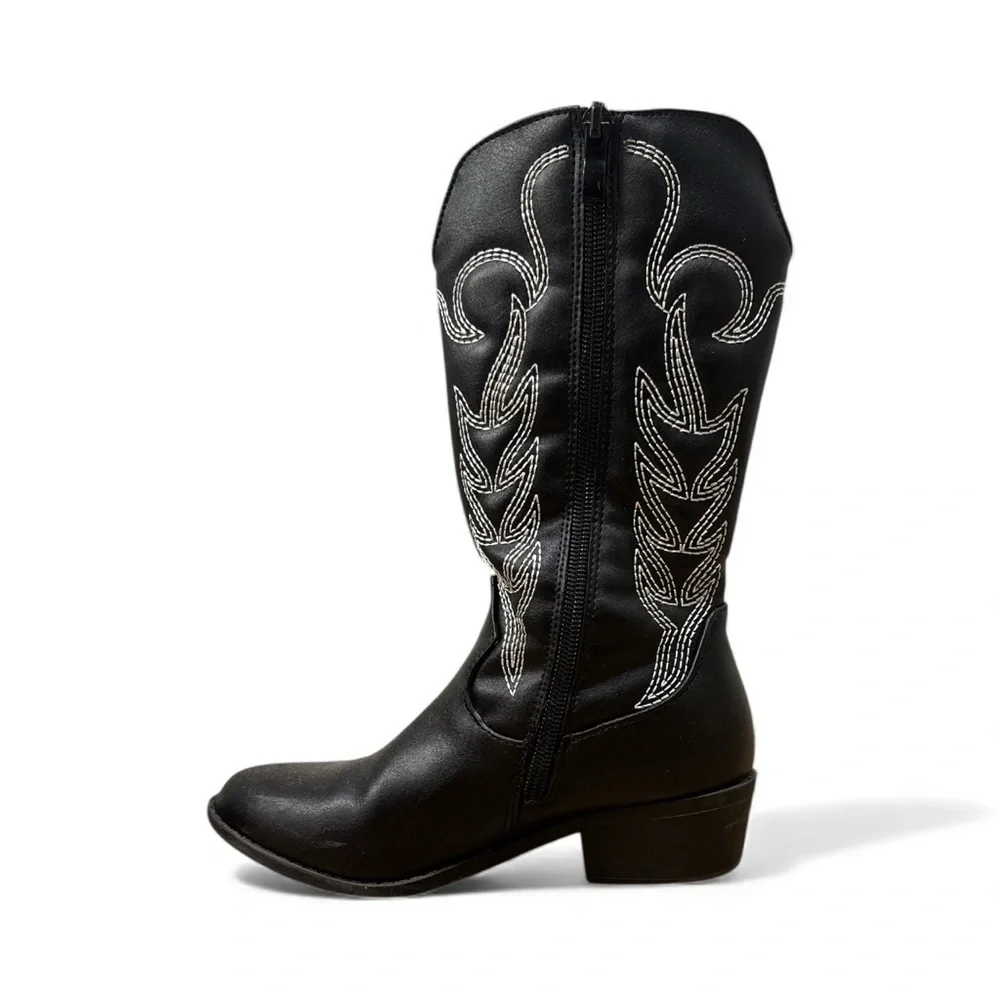 Fashion Nova Black and White Kids Cowboy Boots